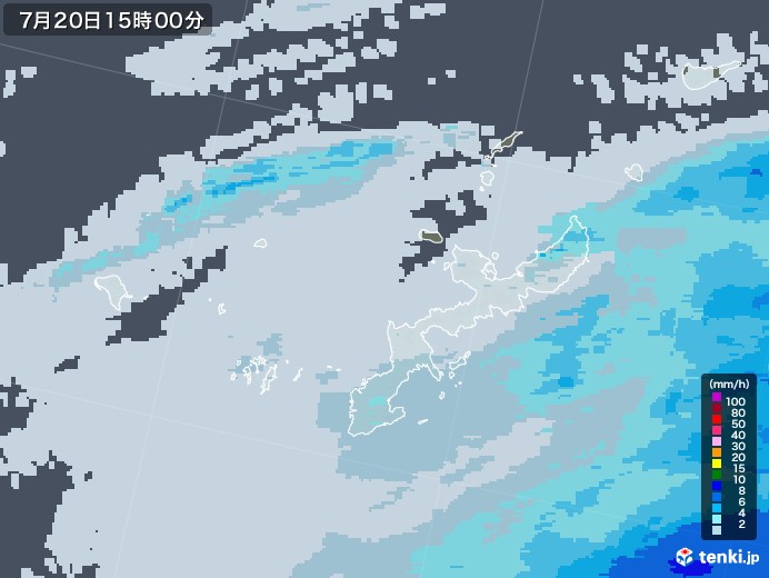 沖縄県の雨雲レーダー(2021年07月20日)