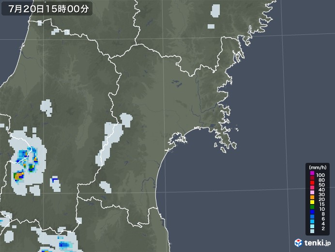 宮城県の雨雲レーダー(2021年07月20日)