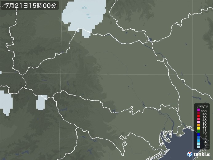 埼玉県の雨雲レーダー(2021年07月21日)