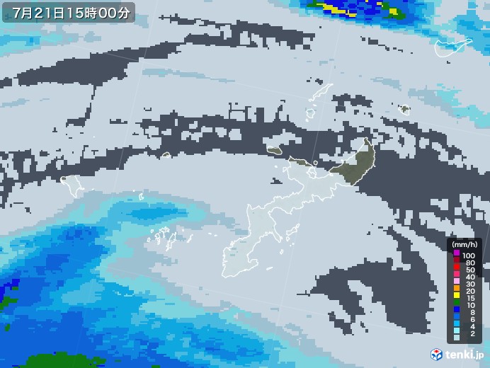 沖縄県の雨雲レーダー(2021年07月21日)