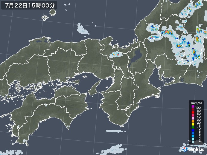 近畿地方の雨雲レーダー(2021年07月22日)