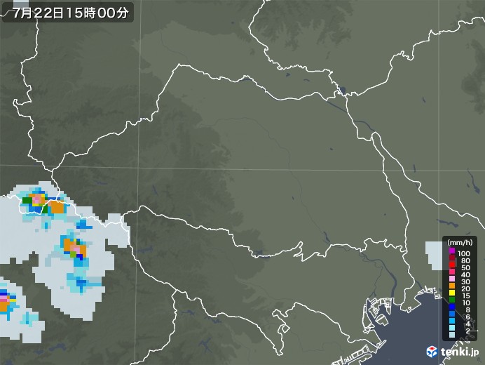 埼玉県の雨雲レーダー(2021年07月22日)