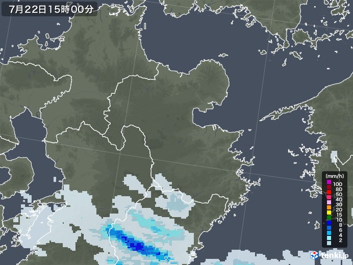 大分県の雨雲レーダー(2021年07月22日)