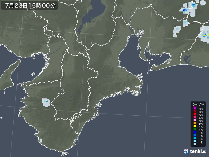 三重県の雨雲レーダー(2021年07月23日)