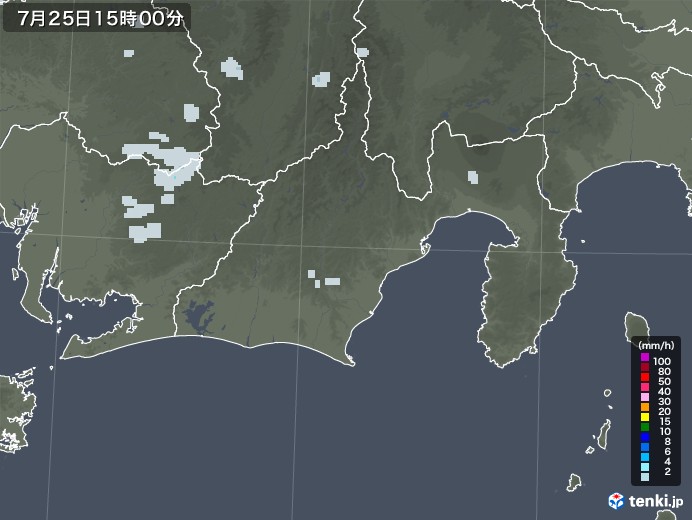 静岡県の雨雲レーダー(2021年07月25日)