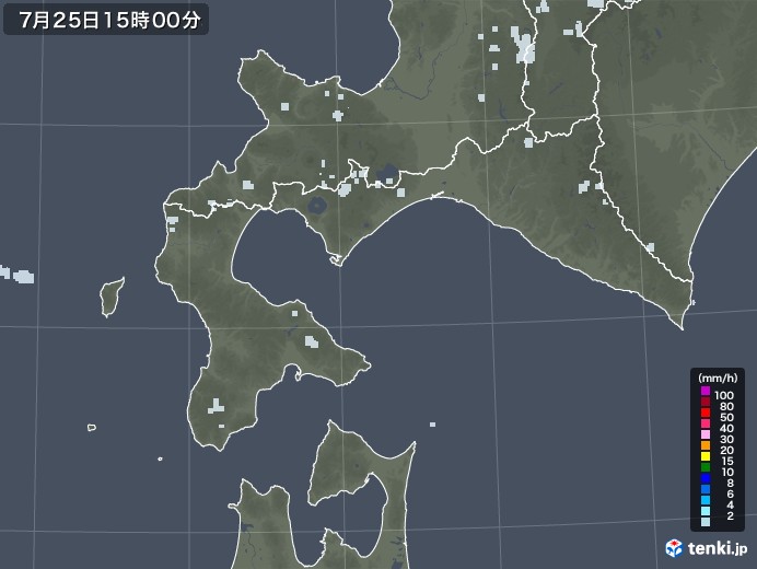 道南の雨雲レーダー(2021年07月25日)
