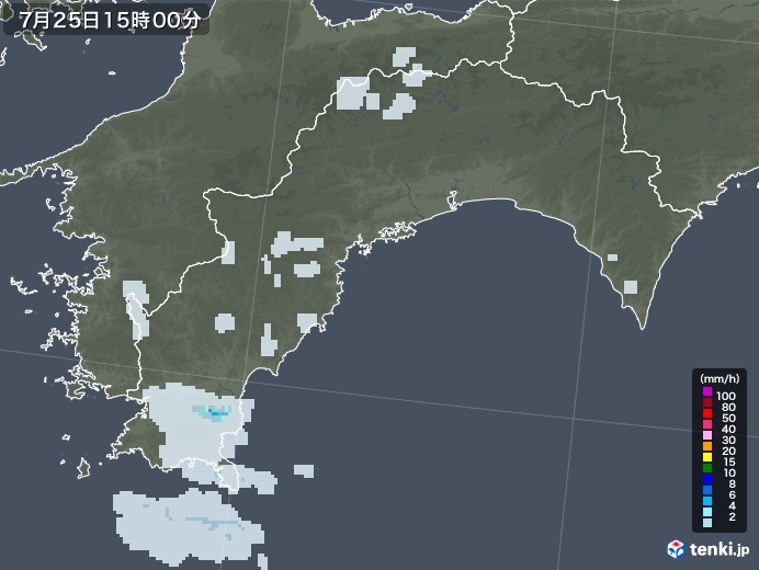 高知県の雨雲レーダー(2021年07月25日)