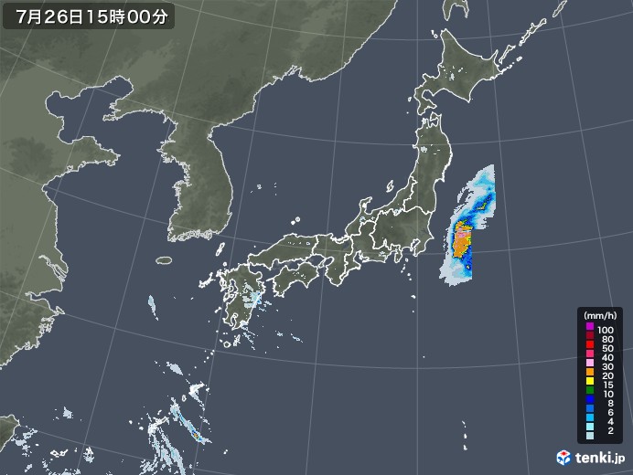 雨雲レーダー(2021年07月26日)