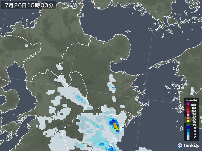 大分県の雨雲レーダー(2021年07月26日)