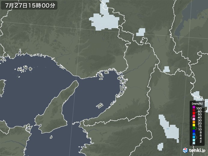 大阪府の雨雲レーダー(2021年07月27日)