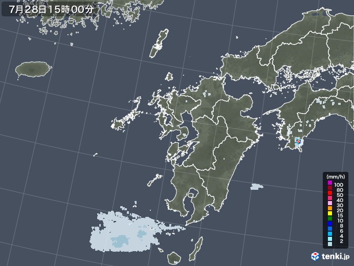 九州地方の雨雲レーダー(2021年07月28日)