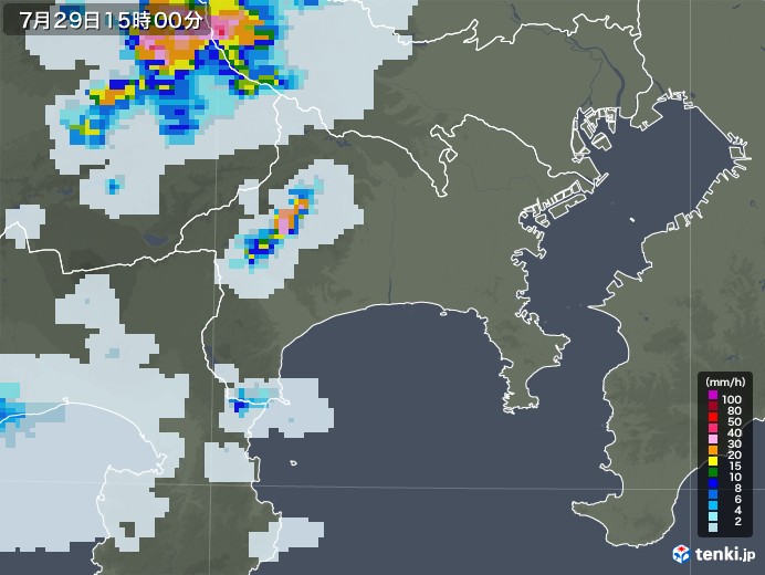 神奈川県の雨雲レーダー(2021年07月29日)