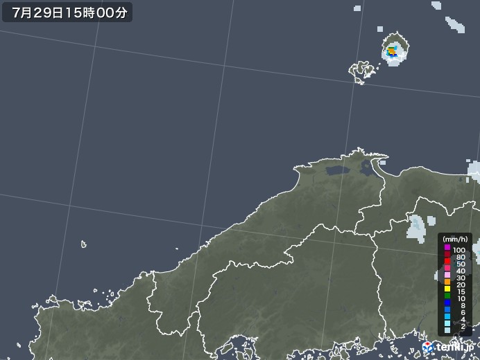 島根県の雨雲レーダー(2021年07月29日)