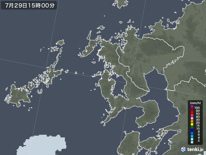 長崎県の雨雲レーダー(2021年07月29日)