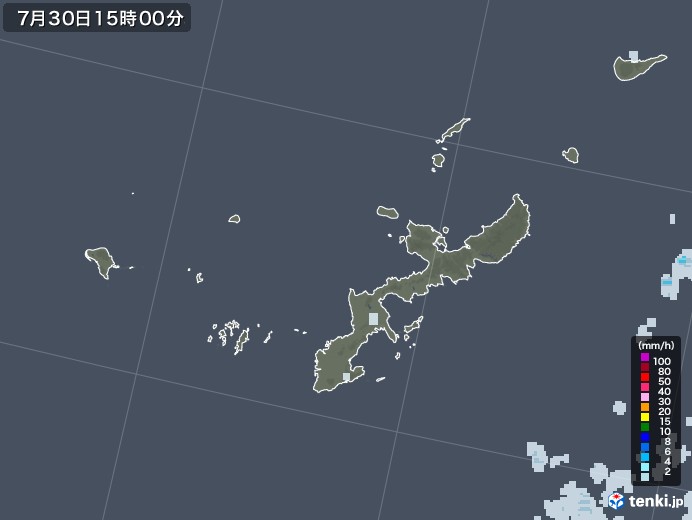 沖縄県の雨雲レーダー(2021年07月30日)