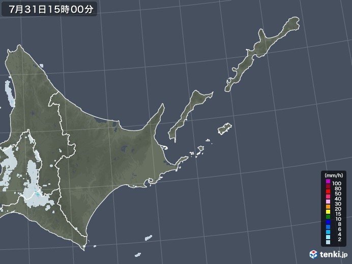 道東の雨雲レーダー(2021年07月31日)