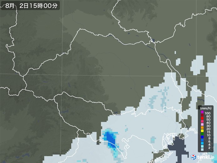 埼玉県の雨雲レーダー(2021年08月02日)