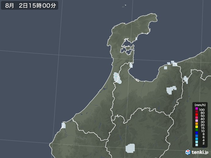 石川県の雨雲レーダー(2021年08月02日)