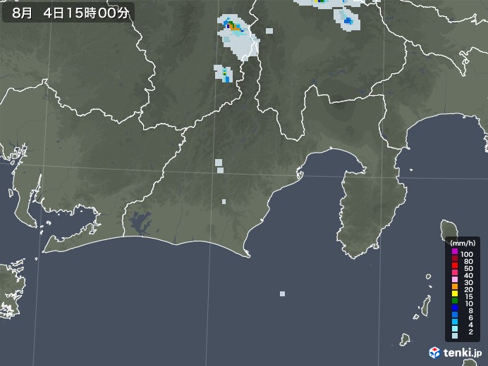 静岡県の雨雲レーダー(2021年08月04日)