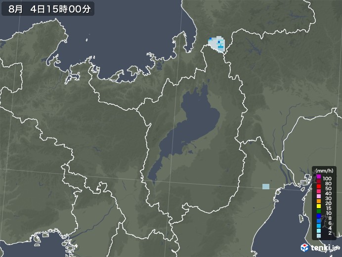 滋賀県の雨雲レーダー(2021年08月04日)