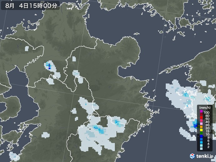 大分県の雨雲レーダー(2021年08月04日)