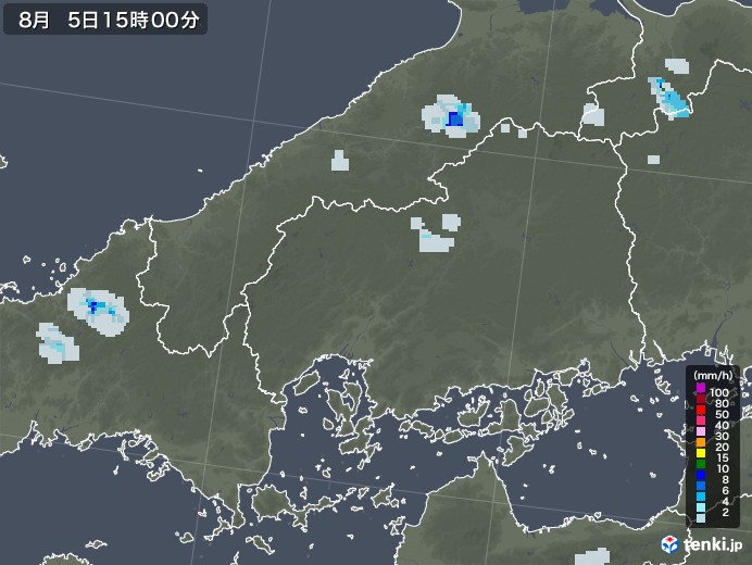 広島県の雨雲レーダー(2021年08月05日)