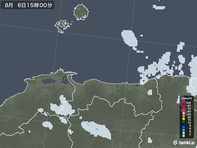 鳥取県の雨雲レーダー(2021年08月06日)
