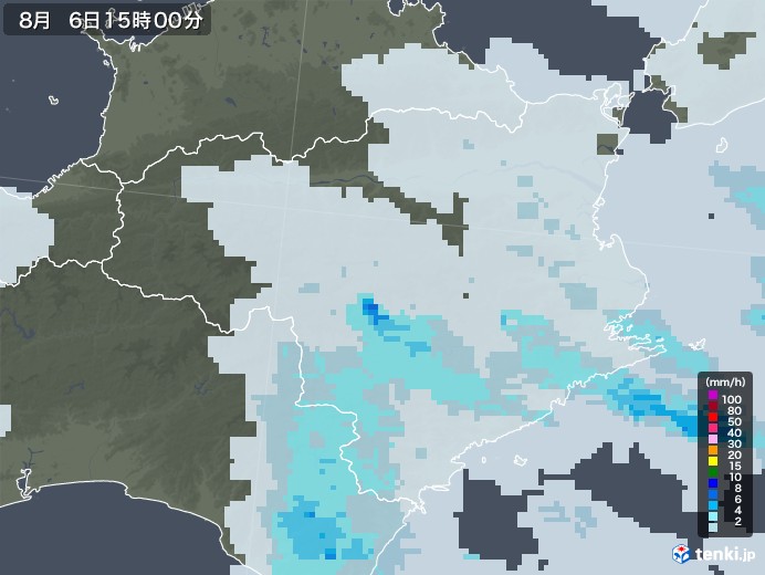 徳島県の雨雲レーダー(2021年08月06日)