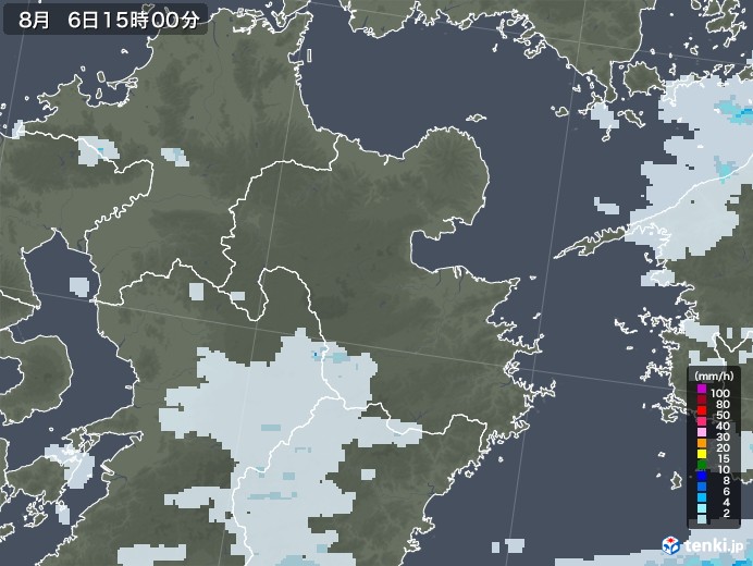 大分県の雨雲レーダー(2021年08月06日)