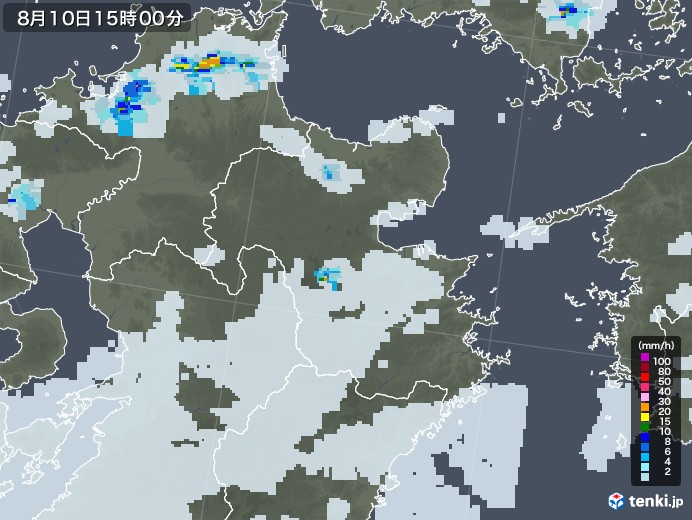 大分県の雨雲レーダー(2021年08月10日)
