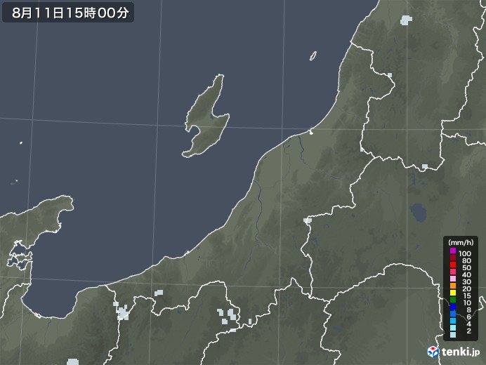 新潟県の雨雲レーダー(2021年08月11日)
