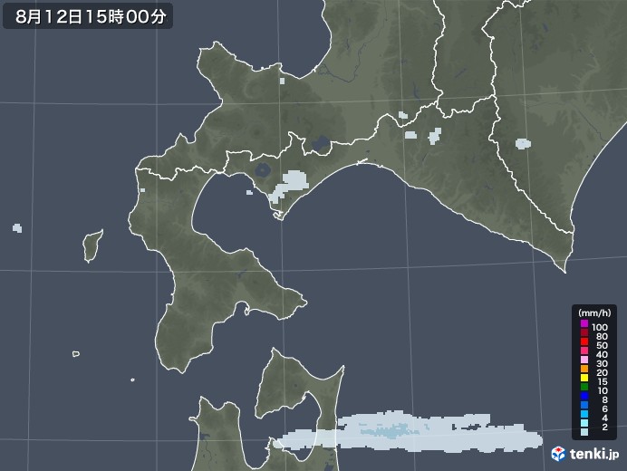 道南の雨雲レーダー(2021年08月12日)