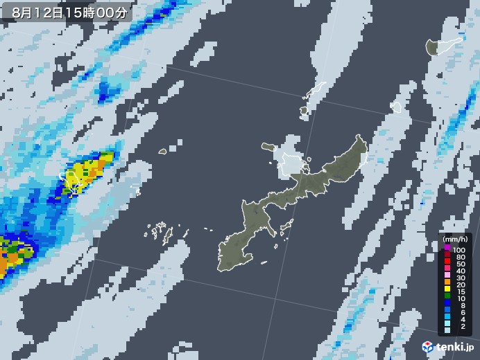 沖縄県の雨雲レーダー(2021年08月12日)