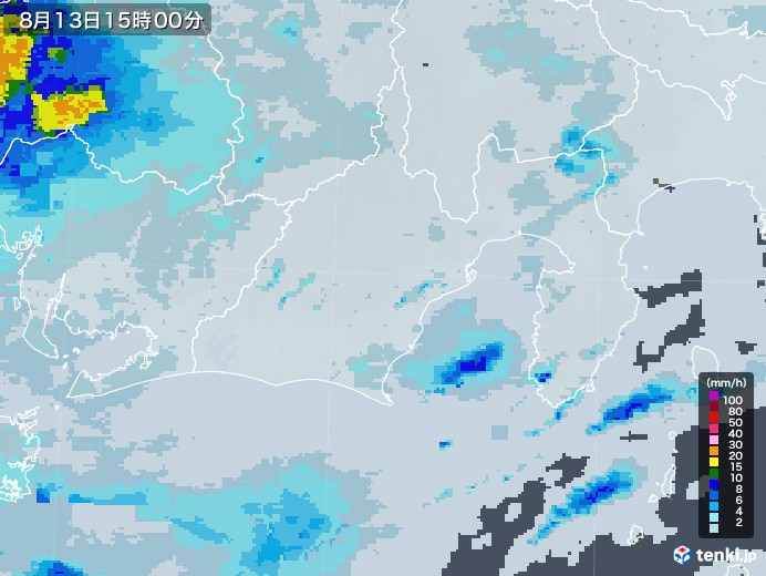 静岡県の雨雲レーダー(2021年08月13日)