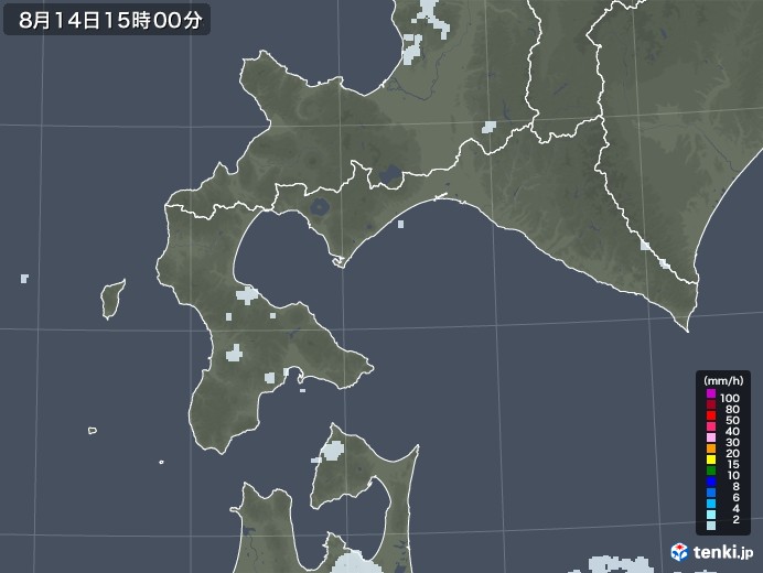 道南の雨雲レーダー(2021年08月14日)