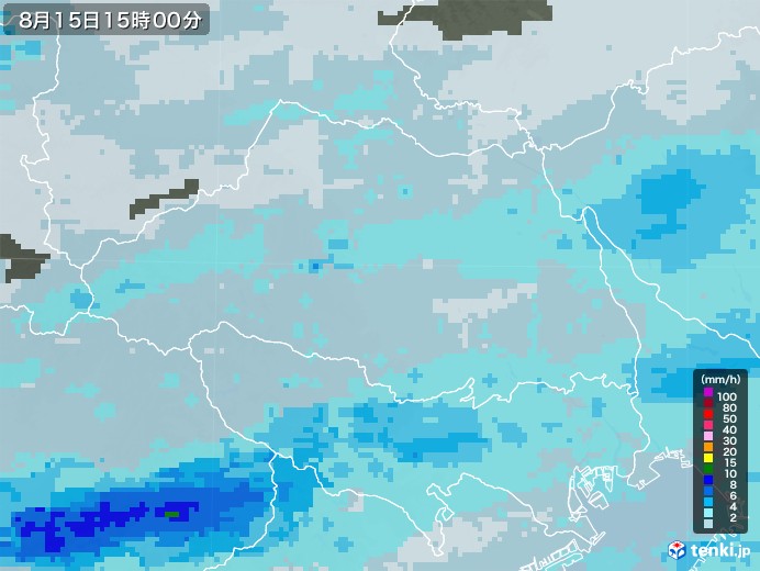 埼玉県の雨雲レーダー(2021年08月15日)