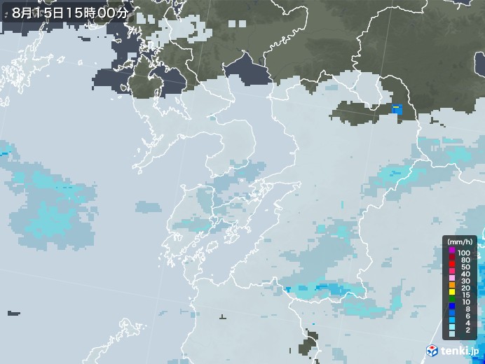 熊本県の雨雲レーダー(2021年08月15日)