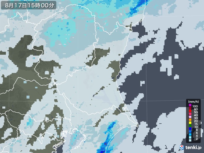 茨城県の雨雲レーダー(2021年08月17日)