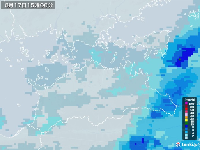 香川県の雨雲レーダー(2021年08月17日)