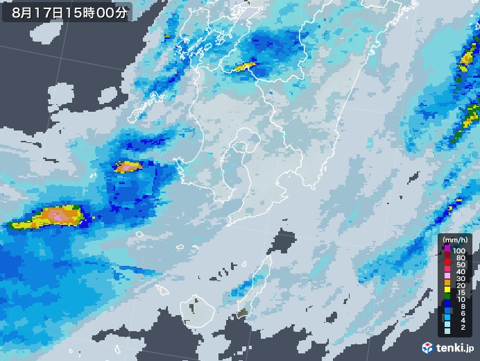 鹿児島県の雨雲レーダー(2021年08月17日)