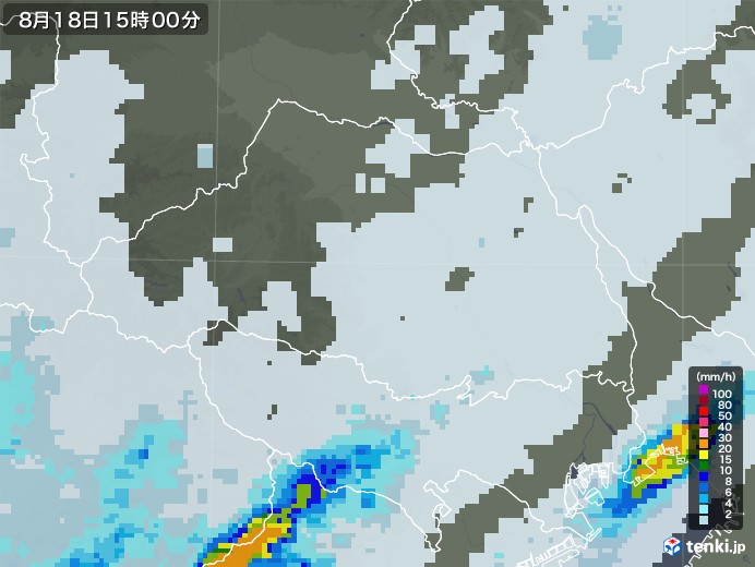埼玉県の雨雲レーダー(2021年08月18日)