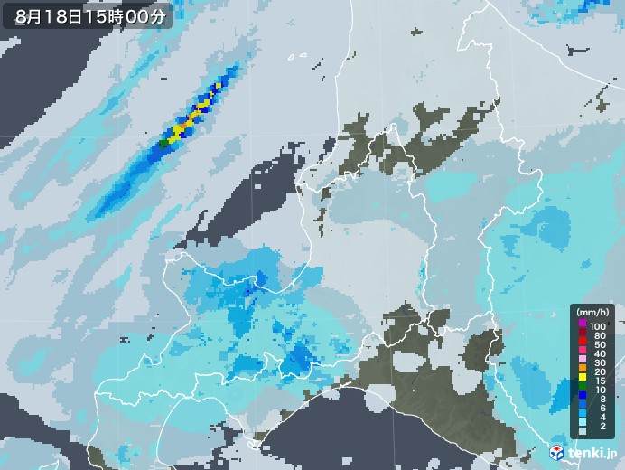 道央の雨雲レーダー(2021年08月18日)
