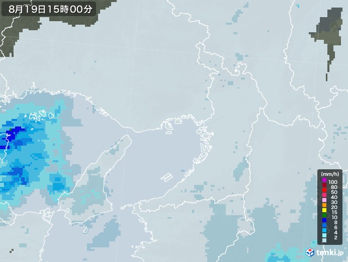 大阪府の雨雲レーダー(2021年08月19日)