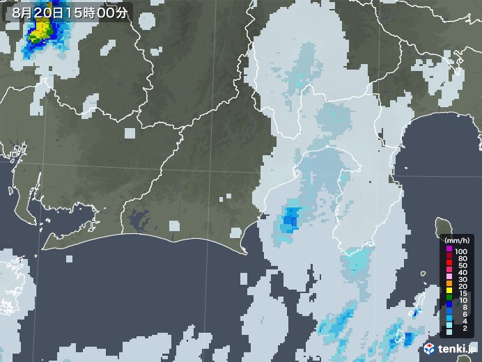 静岡県の雨雲レーダー(2021年08月20日)