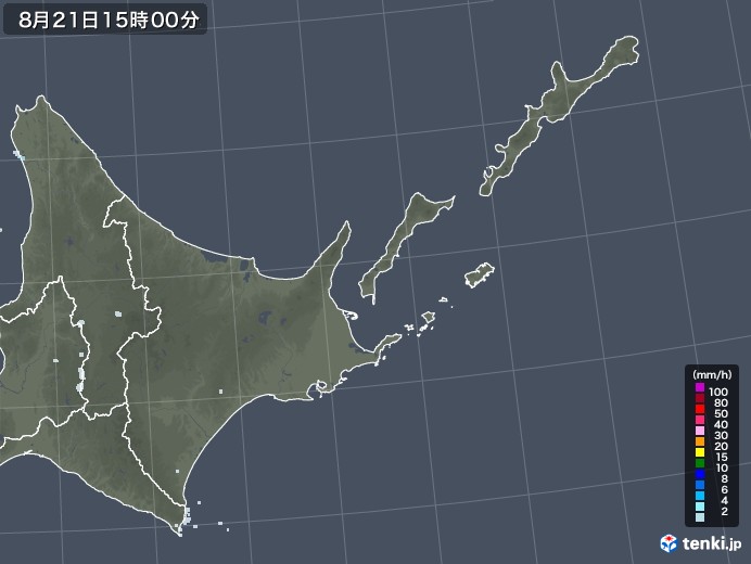 道東の雨雲レーダー(2021年08月21日)