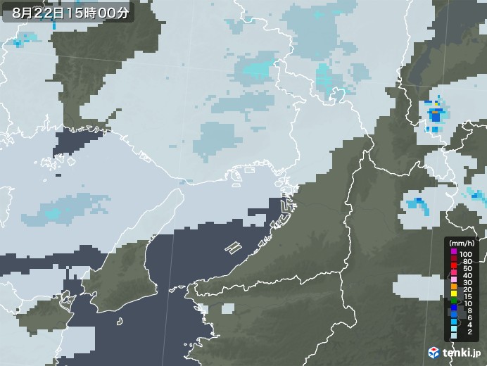 大阪府の雨雲レーダー(2021年08月22日)
