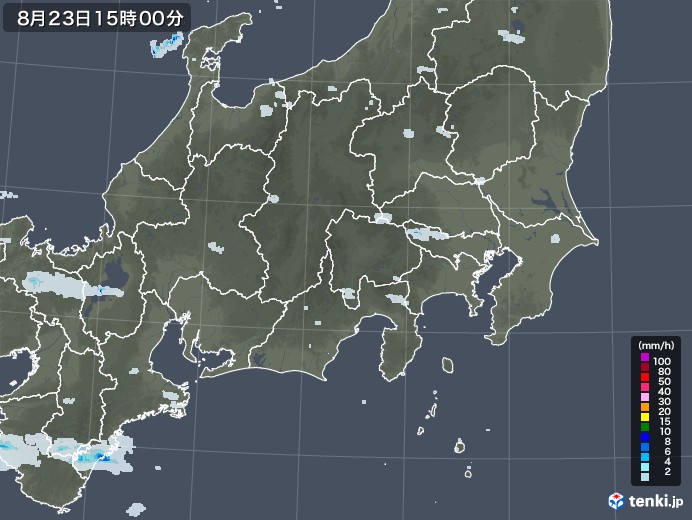 関東・甲信地方の雨雲レーダー(2021年08月23日)