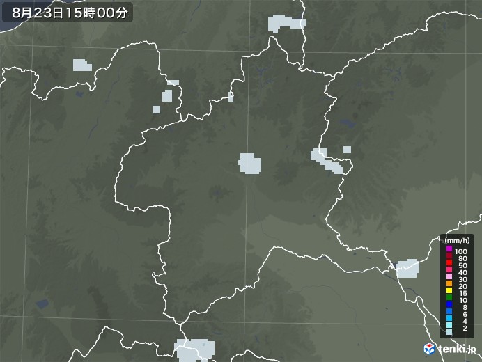 群馬県の雨雲レーダー(2021年08月23日)