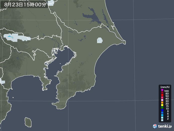 千葉県の雨雲レーダー(2021年08月23日)