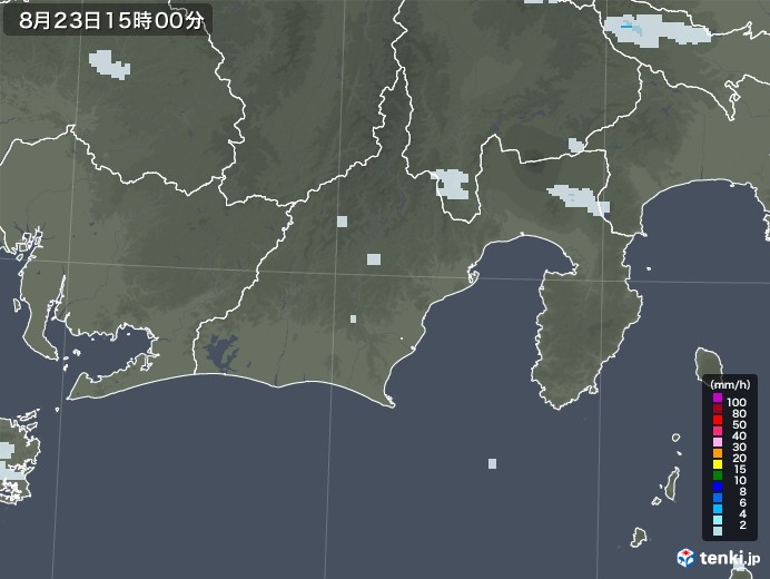 静岡県の雨雲レーダー(2021年08月23日)